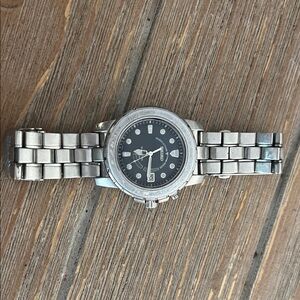 Seiko Silver Watch with Black Dial